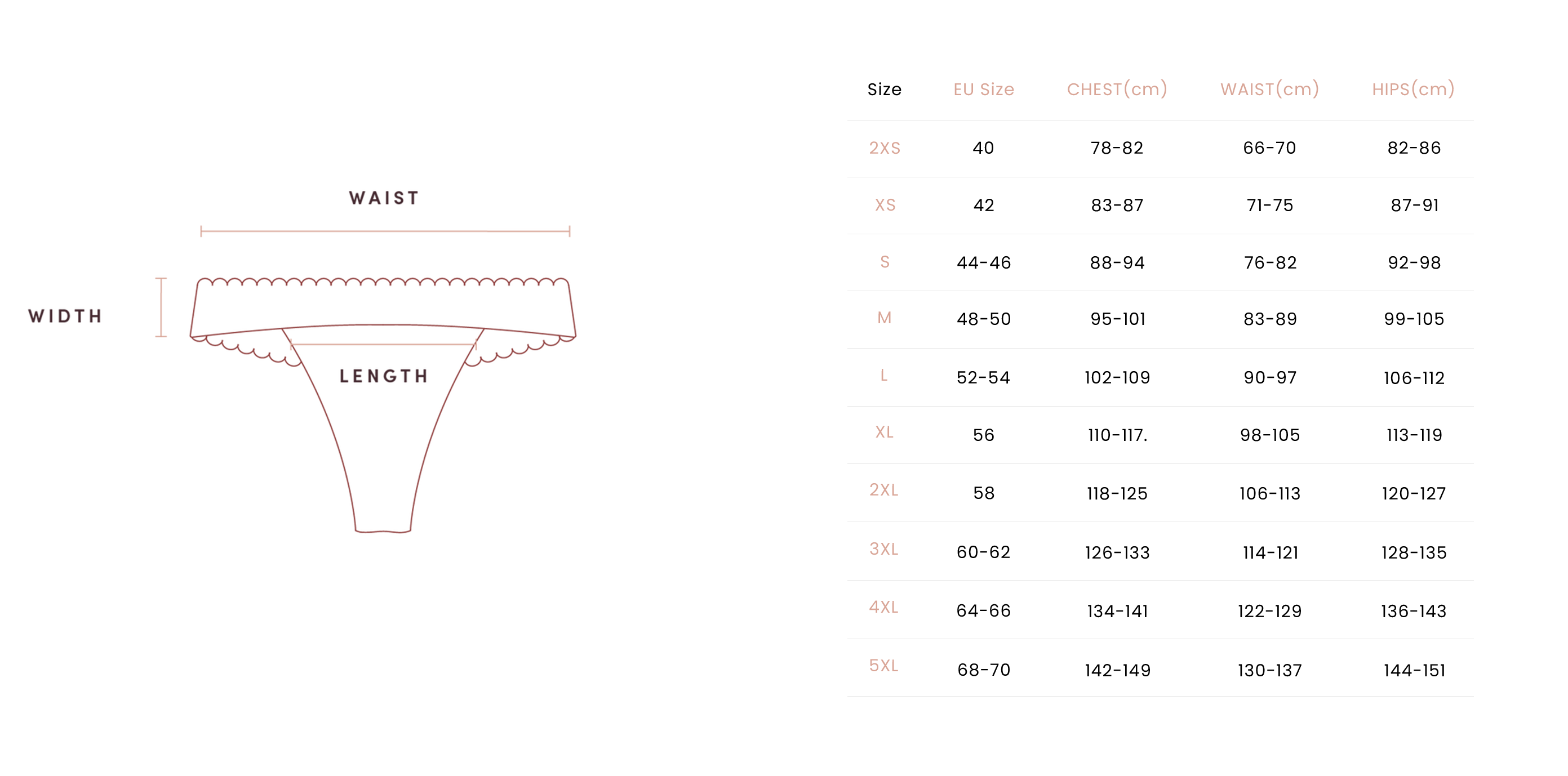 Size Chart Thong